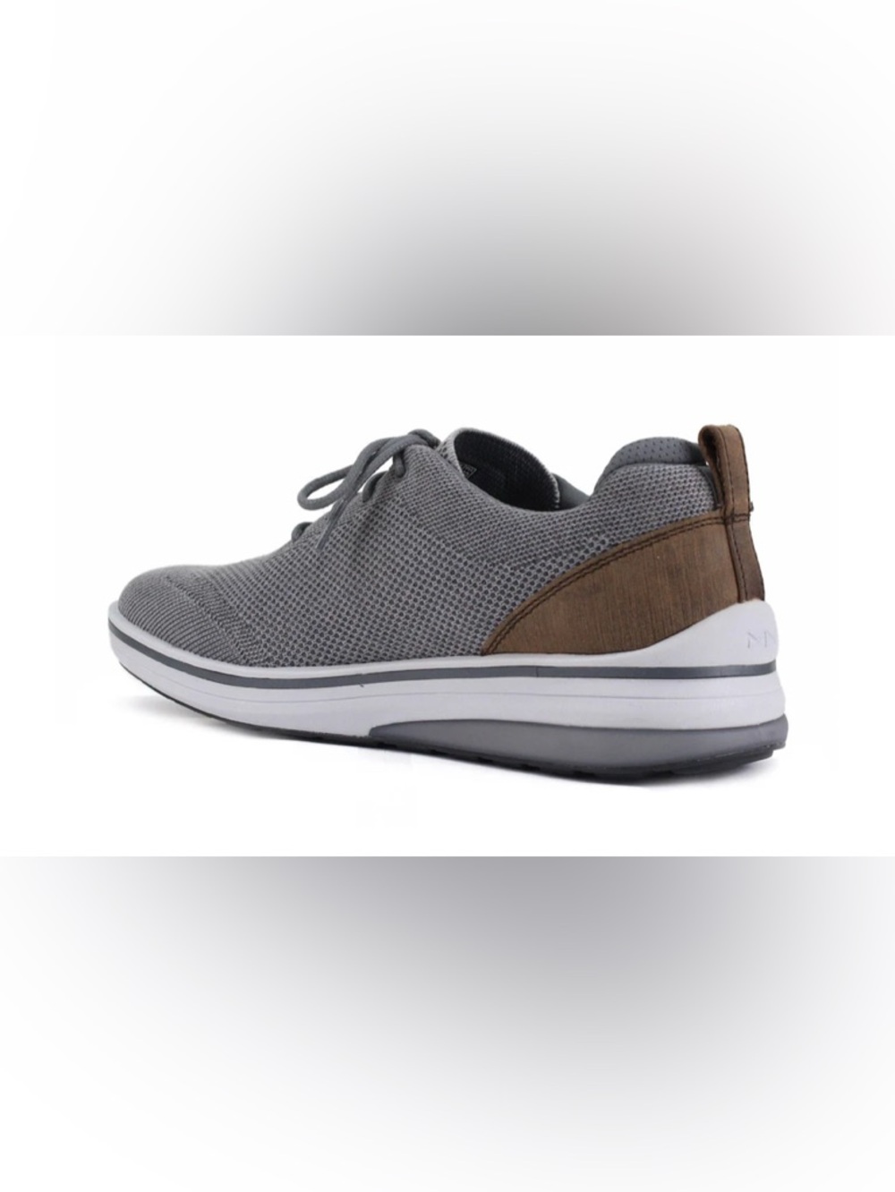 Men's Gray Knit Athletic Lace-Up Sneakers with Brown Heel Detail